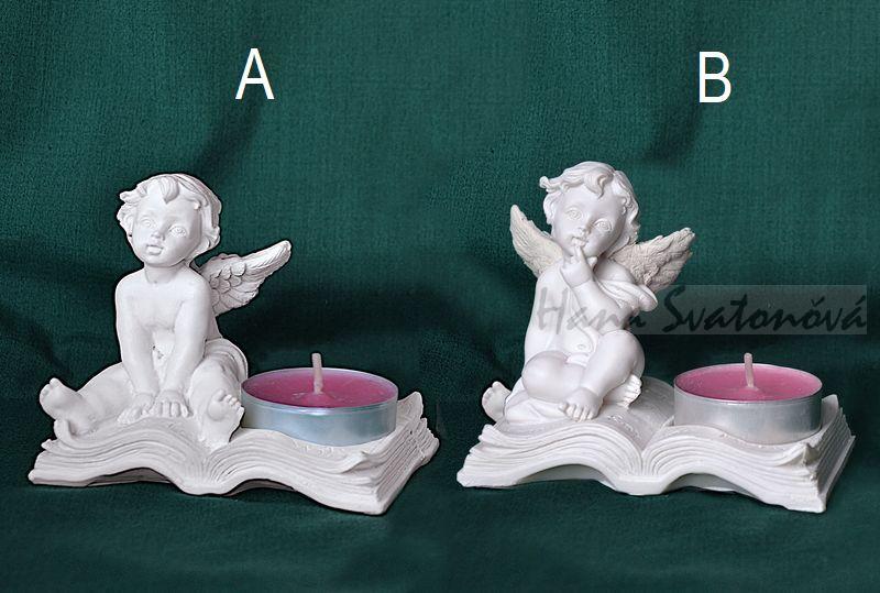 Forma svícen Anděl na knize, na MALOU čajovou svíčku, výška 8cm