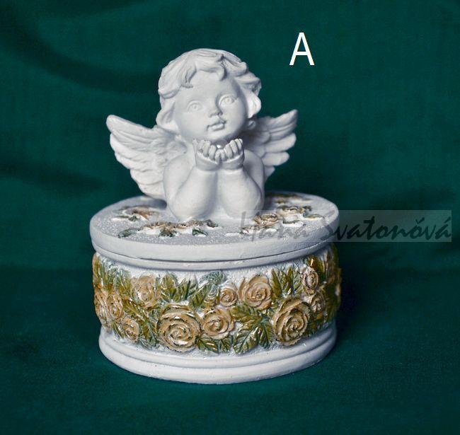 Kazeta s andělíčkem  - průměr 6,5cm