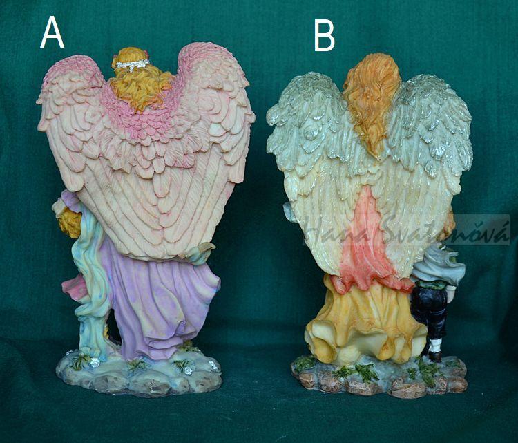 Andělka romantik s chlapcem - výška 19cm