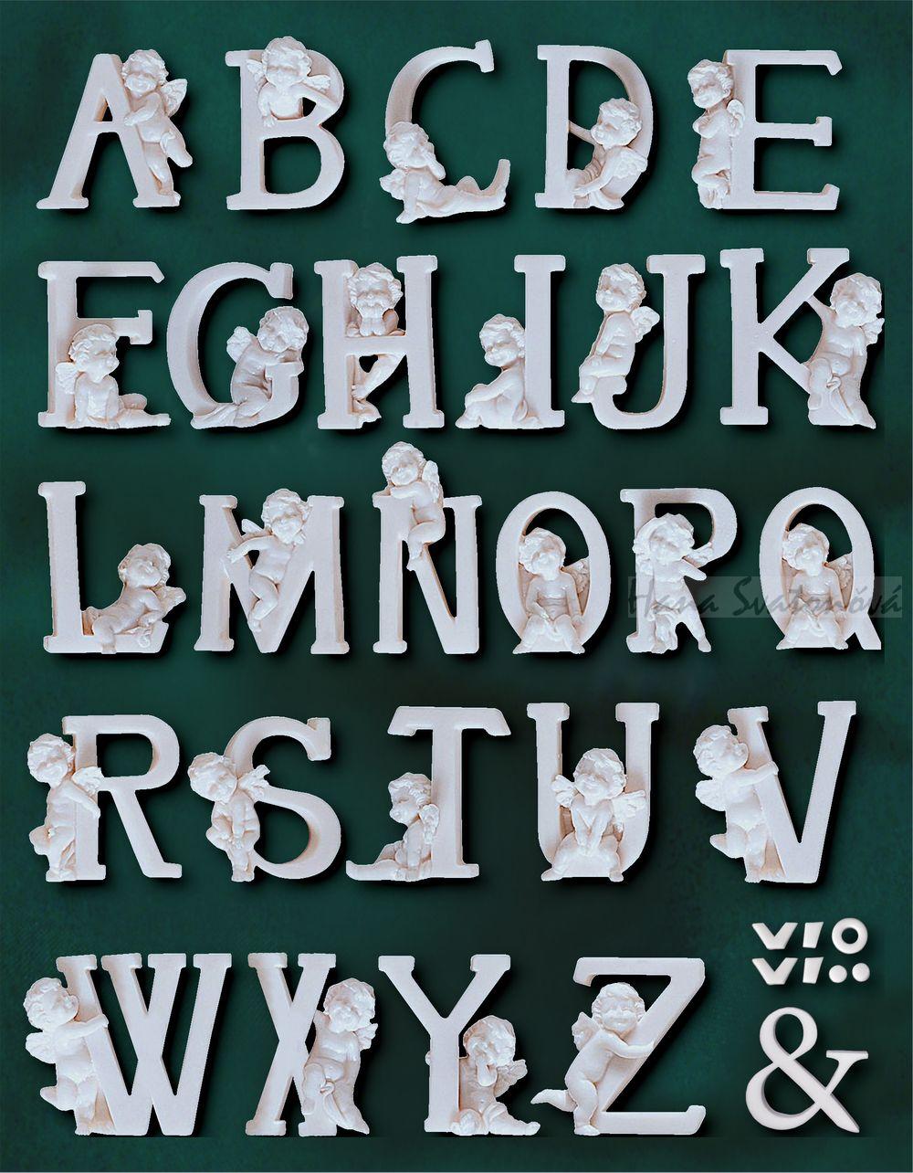 Písmeno F s andělíčkem, výška 7,5 cm, tl. 1,5cm
